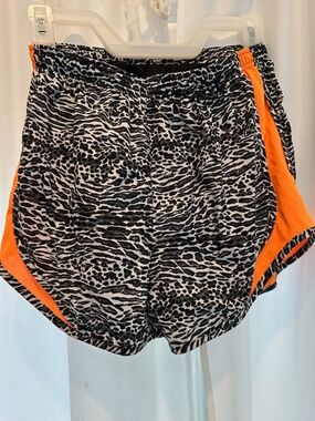 Nike Tempo Dri-FIT Running Shorts Black White Animal Print Orange Size Small